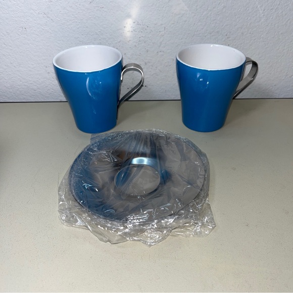 Wild Leaf Tea Co Blue circle Tempo Cup Saucer Set Is A Open Box No Used - Picture 4 of 6
